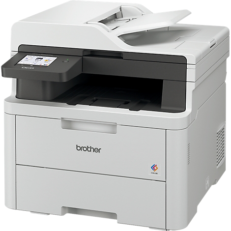 Witte Brother multifunction printer met bedieningspaneel en papieruitvoer.