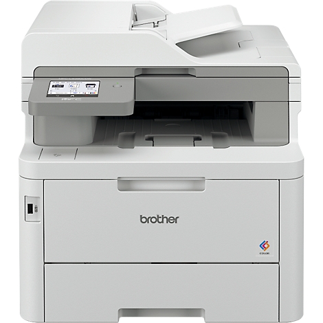 Witte Brother multifunctionele printer met display. Open aan de bovenkant, merk op de behuizing.