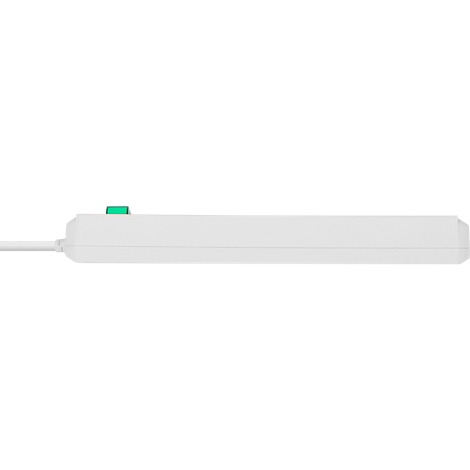 Adaptateur secteur blanc avec voyant vert, connecté.