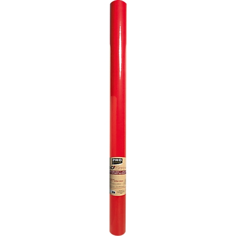 Forme cylindrique rouge, avec une étiquette blanche avec du texte brun et noir. L'arrière-plan est flou.