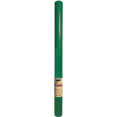 Bouteille cylindrique verte. Il y a une étiquette beige avec du texte au milieu.