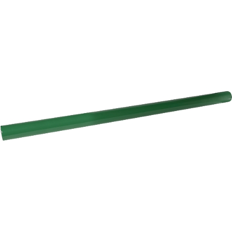 Un crayon cylindrique vert sur fond blanc.