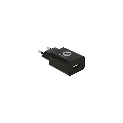 Schwarzes Navilock USB-Netzladegerät für Steckdosen vor weißem Hintergrund.