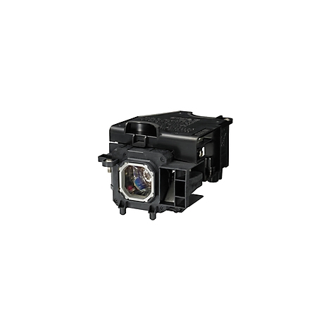 Nahaufnahme eines Projektor-Lampenmoduls. Schwarz, kantig, mit sichtbarer Linse und Kühlrippen.