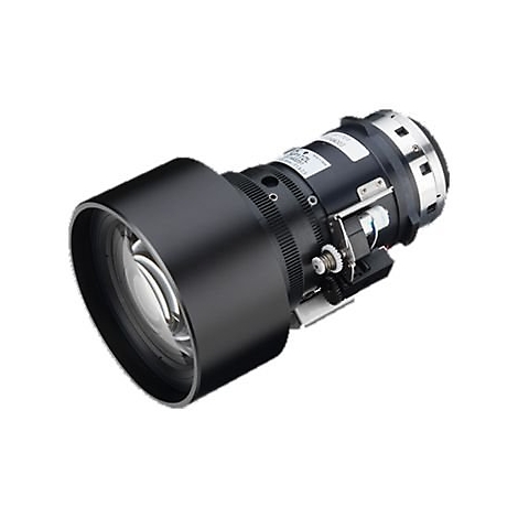 Schwarzes Objektiv für eine Kamera. Detaillierte Ansicht der Konstruktion, mit Fokus auf Linsen und mechanischen Komponenten.