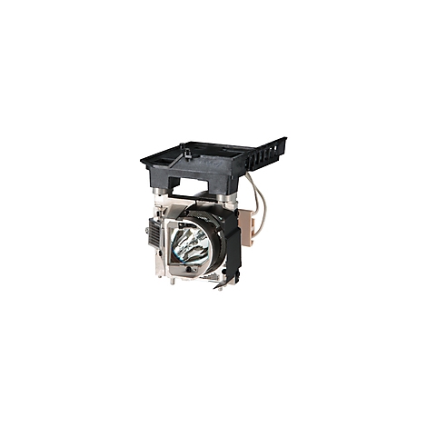 Nahaufnahme eines Projektor-Lampenmoduls mit schwarzem Gehäuse und silberfarbenen Komponenten.