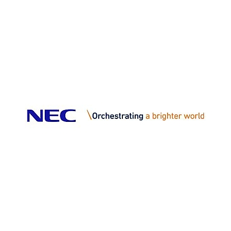 Logo von NEC mit dem Slogan: Orchestrating a brighter world.