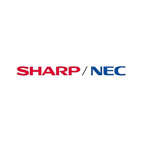 Das Logo von Sharp/NEC mit rotem Schriftzug Sharp und blauem Schriftzug NEC, getrennt durch einen Schrägstrich.