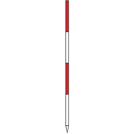Vertical rood-wit gestreepte lint, taps toelopend aan de onderkant.