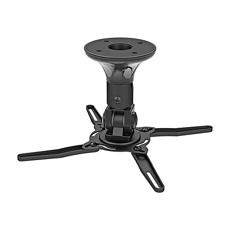 Schwarze Deckenhalterung für einen Projektor, mit vier ausziehbaren Armen.