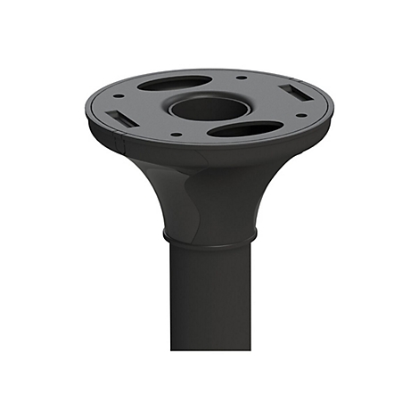 Schwarze SÃ¤ule mit runder Basis und Ã–ffnungen. Sie verjÃ¼ngt sich trichterfÃ¶rmig und ist auf weiÃŸem Hintergrund isoliert.