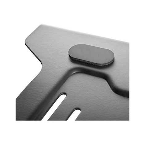 Nahaufnahme eines Metallteils mit einem rechteckigen, dunklen Aufsatz. Das Metall hat schmale Schlitze und eine unebene OberflÃ¤che.