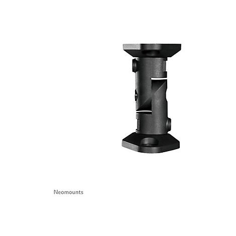 Schwarze Halterung fÃ¼r Monitore. Besteht aus zwei quadratischen Platten und einem MittelstÃ¼ck mit Einkerbungen.