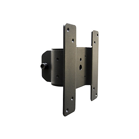 Graue TV-Wandhalterung, bestehend aus Metallplatten und einem Drehmomentarm, mit LÃ¶chern fÃ¼r Schrauben.