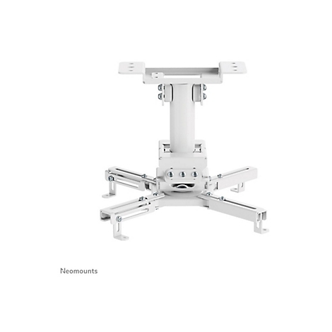 Weißer Deckenhalter für Beamer, mit Neomounts Schriftzug.