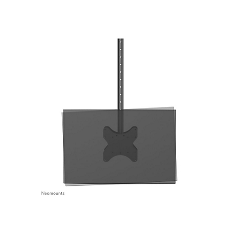 Deckenhalterung für Fernseher; dunkles Grau, an der Decke befestigt. Ein schwarzes, rechteckiges Display ist leicht abgewinkelt.