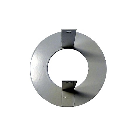 Ein grauer Metallring mit zwei Halterungen. Der Ring hat ein Loch in der Mitte.