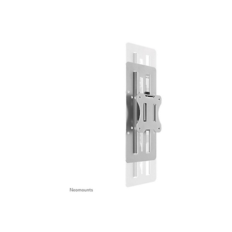 Silberne Wandhalterung für einen Monitor, vor weißem Hintergrund. Der Hersteller ist 'Neomounts'.