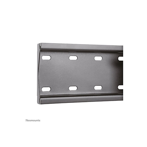 Graue Halterung mit ovalen Löchern für die Wandmontage, Text 'Neomounts'.