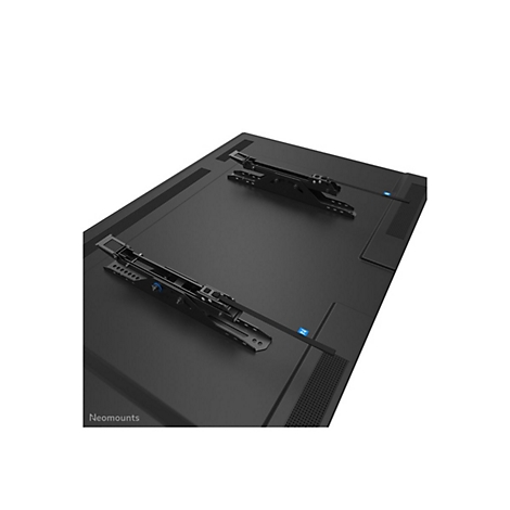 Schwarze TV-Halterung mit zwei Halterungen und dem Aufdruck "Neomounts".