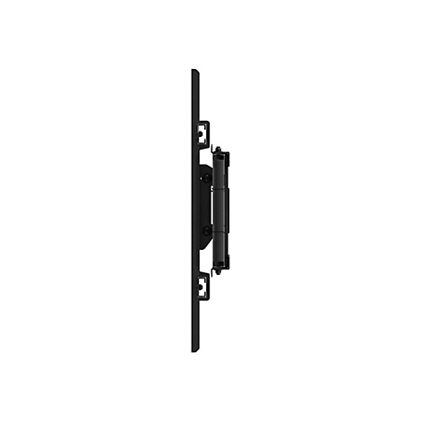 Schwarze TV-Wandhalterung, seitlich gesehen.