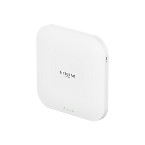 Ein weißes Netgear Insight Access Point-Gerät mit grün leuchtenden LEDs; Schriftzug "NETGEAR INSIGHT".