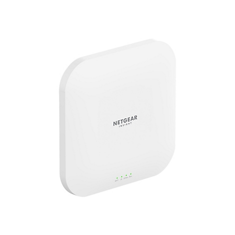 Ein weißer, rechteckiger WLAN-Access-Point mit abgerundeten Ecken, Markenlogo NETGEAR INSIGHT und grünen LEDs.