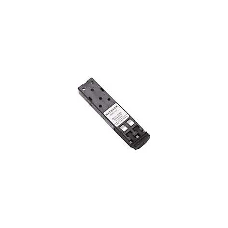 Ein schwarzes Netgear-Gerät, rechteckig, mit Beschriftung.