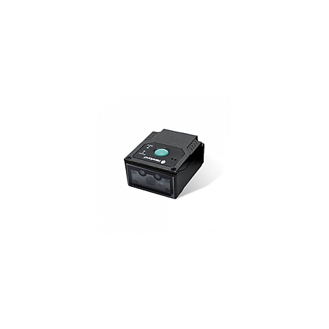Scanner de codes-barres noir avec bouton vert. Lettrage Hawkiong.