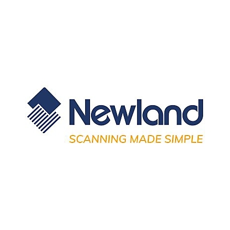 Firmenlogo von Newland mit dem Slogan SCANNING MADE SIMPLE in blauer und gelber Schrift.