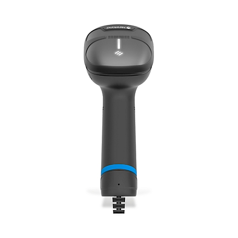 Handscanner, schwarz mit blauem Akzent. Aufschrift oben: "Honeywell".