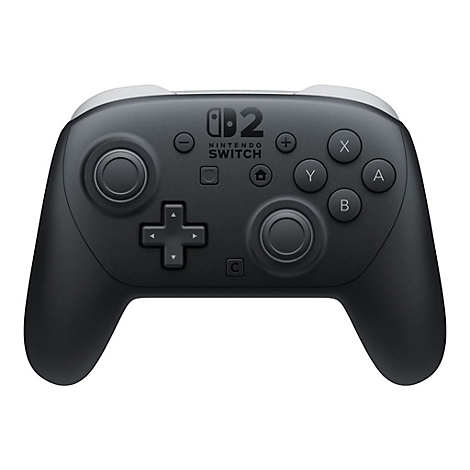 Schwarzer Nintendo Switch Pro Controller vor weißem Hintergrund.
