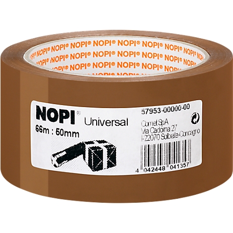 A brown roll of tape labeled 'NOPI'.