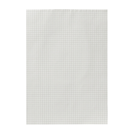 Sheet of paper with a fine, light gray grid pattern, white background.