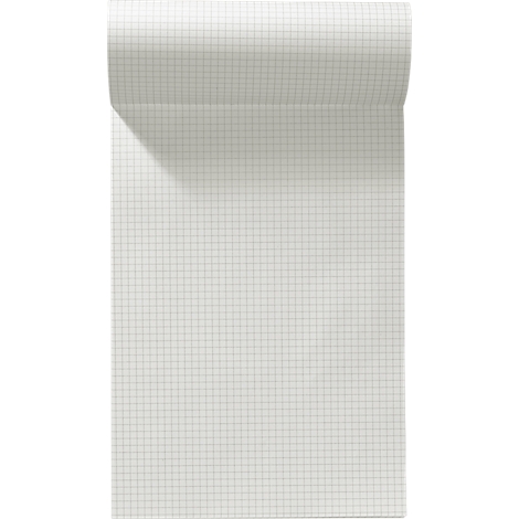 A white squared notebook, partially rolled up, seen in detail.