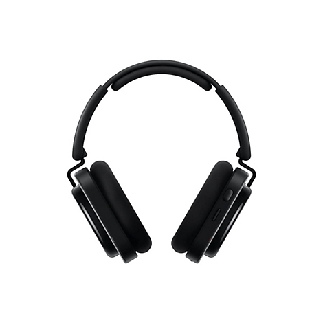 Schwarze, minimalistische Over-Ear-Kopfhörer vor weißem Hintergrund.