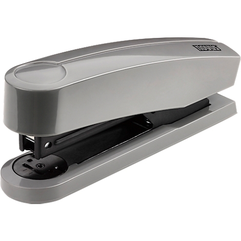 A gray stapler that is slightly open. The word "RAPID" is on the stapler.