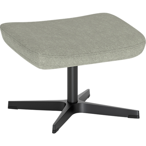 Hocker mit grauer Sitzfläche und schwarzem Sternfuß vor weißem Hintergrund.