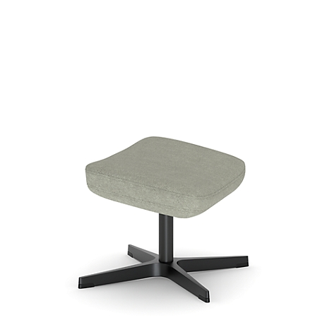 Hocker mit einem hellgrauen Sitzkissen und einem schwarzen, sternförmigen Fuß.