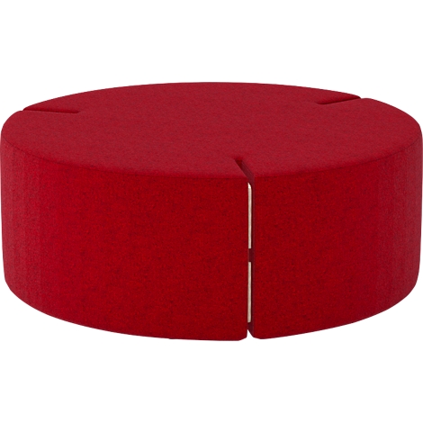 Roter, runder Hocker mit einer Aussparung.