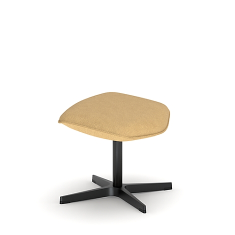 Beige Polsterhocker mit schwarzem Sternfuß auf weißem Hintergrund.