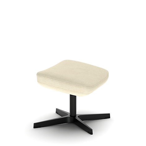 Pouf beige avec base en étoile noire sur fond blanc.