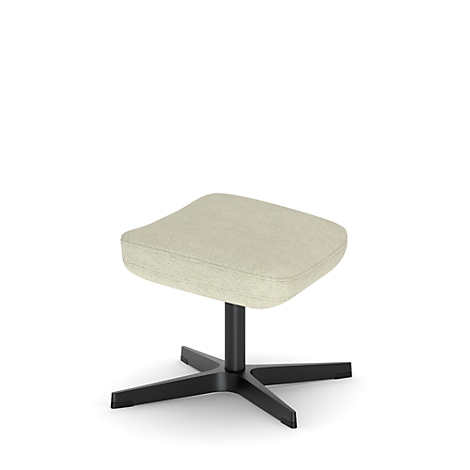 Pouf beige avec base en étoile noire sur fond blanc.