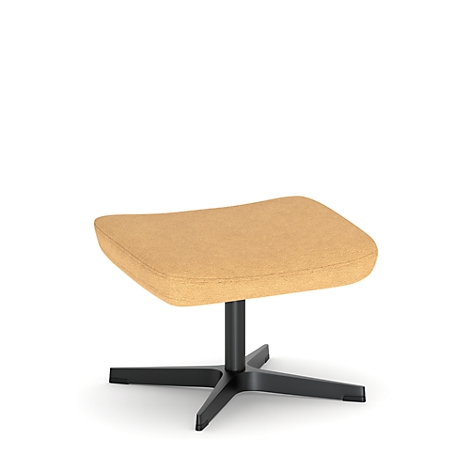 Pouf beige avec base en étoile noire sur fond blanc.