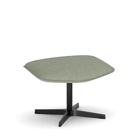Tabouret vert clair avec base noire sur fond blanc.