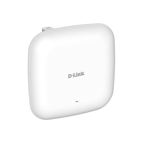 Appareil wifi D-Link blanc, en forme d'œuf avec des coins arrondis. Logo D-Link et une petite lumière en bas.