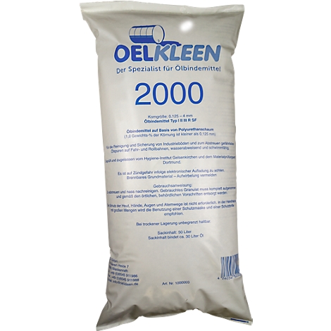 Ölbindemittel Oel-Kleen 2000, Typ III R/SF, auch für Säuren & Laugen,  Volumen 50 l, Pelletgrösse 0,125-4 mm, Sack mit 50 kg, weiss günstig kaufen