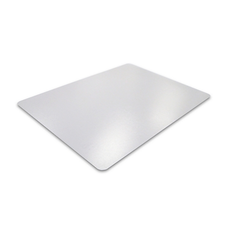 Rectangular transparent protective mat, slightly angled against a white background.