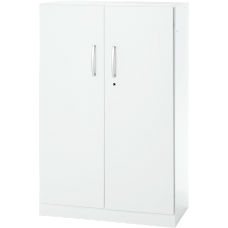 Office cupboard, 3OH, lockable, with overlay doors, W 800 mm, traffic white