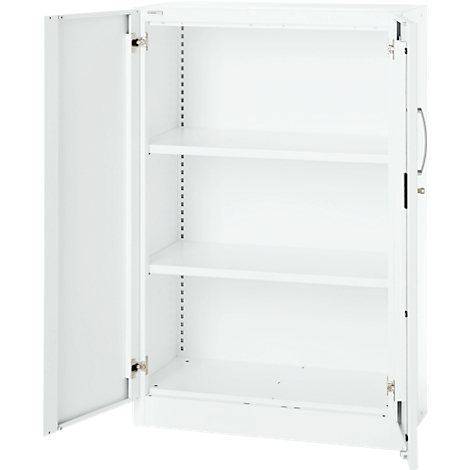 Office cupboard, 3OH, lockable, with overlay doors, W 800 mm, traffic white